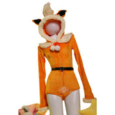 Flareon Kigurumi Cosplay Hoodie - Official Pokemon Plush Costume Pajamas for Women - Halloweez